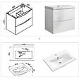 AICA SANITAIRE - Meuble de salle de bain suspendu 60 cm, 2 tiroirs, avec vasque,MDF blanc - vignette