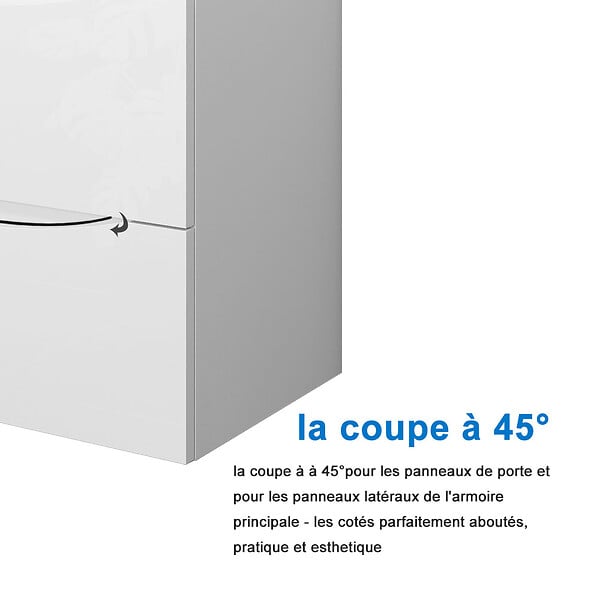 AICA SANITAIRE - Meuble de salle de bain suspendu 60 cm, 2 tiroirs, avec vasque,MDF blanc - large