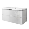 AICA SANITAIRE - Meuble de salle de bain brilliant 100 cm, 3 tiroirs, MDF blanc, avec vasque + pieds - vignette
