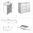 AICA SANITAIRE - Meuble de salle de bain brilliant 100 cm, 3 tiroirs, MDF blanc, avec vasque + pieds - vignette