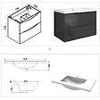 AICA SANITAIRE - Meuble de salle de bain suspendu 80 cm, 2 tiroirs, avec vasque,MDF anthracite - vignette
