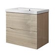 AICA SANITAIRE - Meuble de salle de bain suspendu 60 cm, 2 tiroirs, avec vasque,MDF chêne - vignette