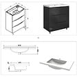 AICA SANITAIRE - Meuble de salle de bain 80 cm, 3 tiroirs, MDF anthracite, avec vasque + pieds - vignette