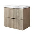 AICA SANITAIRE - Meuble de salle de bain suspendu 60 cm, 2 tiroirs, avec vasque blanche,MDF chêne brillant - vignette