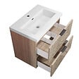 AICA SANITAIRE - Meuble de salle de bain suspendu 60 cm, 2 tiroirs, avec vasque blanche,MDF chêne brillant - vignette