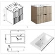 AICA SANITAIRE - Meuble de salle de bain suspendu 60 cm, 2 tiroirs, avec vasque blanche,MDF chêne brillant - vignette