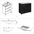 AICA SANITAIRE - Meuble de salle de bain 100 cm, 3 tiroirs, MDF noir, avec vasque + pieds - vignette