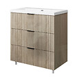 AICA SANITAIRE - Meuble de salle de bain à poser au sol brilliant 80 cm, 3 tiroirs, MDF chêne, avec vasque + pieds - vignette