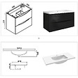AICA SANITAIRE - Meuble de salle de bain suspendu 100 cm, 2 tiroirs, avec vasque,MDF noir - vignette