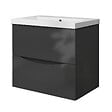 AICA SANITAIRE - Meuble de salle de bain suspendu 60 cm, 2 tiroirs, avec vasque,MDF anthracite - vignette