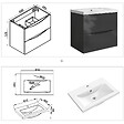 AICA SANITAIRE - Meuble de salle de bain suspendu 60 cm, 2 tiroirs, avec vasque,MDF anthracite - vignette