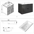 AICA SANITAIRE - Meuble de salle de bain suspendu 80 cm, 2 tiroirs, avec vasque blanche,MDF anthracite brillant - vignette