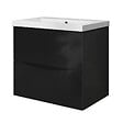 AICA SANITAIRE - Meuble de salle de bain suspendu 60 cm, 2 tiroirs, avec vasque,MDF noir - vignette
