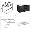 AICA SANITAIRE - Meuble de salle de bain suspendu 100 cm, 2 tiroirs, avec vasque,MDF anthracite - vignette