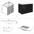AICA SANITAIRE - Meuble de salle de bain suspendu 80 cm, 2 tiroirs, avec vasque,MDF noir brillant - vignette