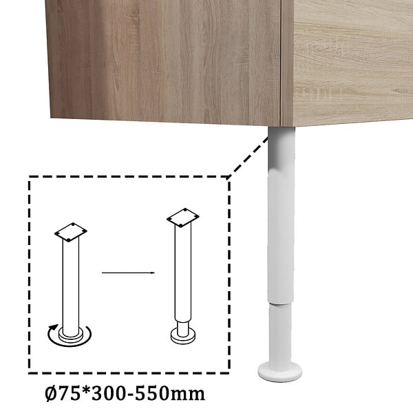 AICA SANITAIRE - Meuble de salle de bain 120 cm, 4 tiroirs, MDF brilliant chêne, avec vasque + pieds - large