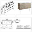 AICA SANITAIRE - Meuble de salle de bain 120 cm, 4 tiroirs, MDF brilliant chêne, avec vasque + pieds - vignette