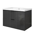 AICA SANITAIRE - Meuble de salle de bain suspendu 80 cm, 2 tiroirs, avec vasque,MDF anthracite brillant - vignette