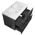AICA SANITAIRE - Meuble de salle de bain suspendu 80 cm, 2 tiroirs, avec vasque,MDF anthracite brillant - vignette