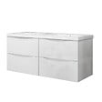 AICA SANITAIRE - Meuble de salle de bain suspendu 120 cm, 4 tiroirs, avec vasque,MDF blanc brillant - vignette