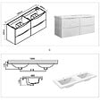 AICA SANITAIRE - Meuble de salle de bain suspendu 120 cm, 4 tiroirs, avec vasque,MDF blanc brillant - vignette