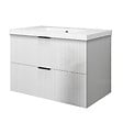 AICA SANITAIRE - Meuble de salle de bain suspendu 80 cm, 2 tiroirs, avec vasque,MDF blanc brillant - vignette