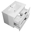 AICA SANITAIRE - Meuble de salle de bain suspendu 80 cm, 2 tiroirs, avec vasque,MDF blanc brillant - vignette