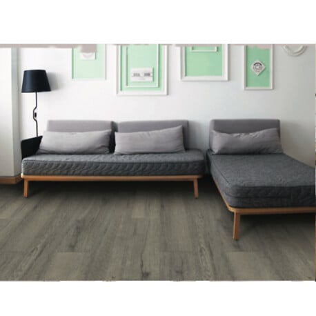 MCCOVER - Sol SPC Vinyle haute résistance clipsable tout en un chêne gris 1,95 m² - large