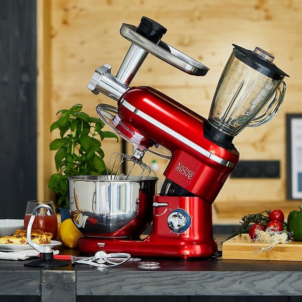 KITCHEN MOVE - Robot patissier hachoir blender DALLAS PRO Rouge Acier 5.5L - large