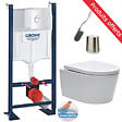 GROHE - Grohe Pack Bâti-autoportant Rapid SL + WC sans bride SAT + Abattant softclose + Plaque blanche + Brosse de toilette OFFERTE - vignette