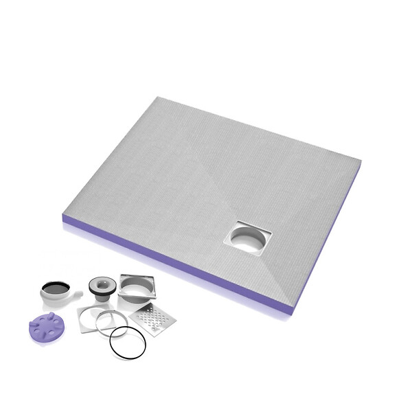 JACKON - Jackon Receveur de douche à carreler Aqua Décentré 1200x1200x40mm siphon horizontal offert (4512095 + 4512007) - large