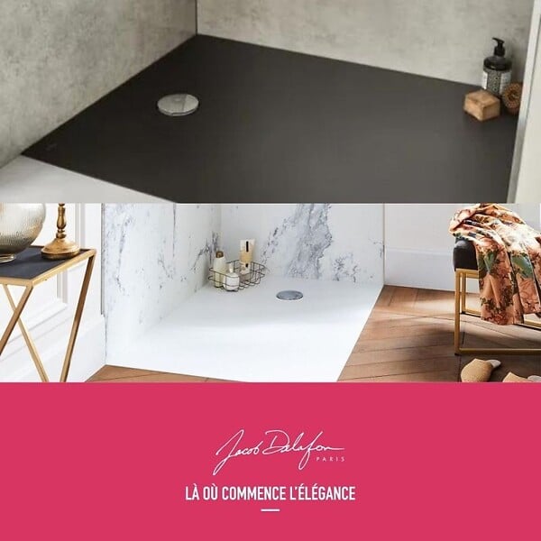 JACOB DELAFON - Receveur de douche 120 x 90 Ipso rectangle gris anthracite - large