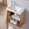 PLANETE BAIN - Meuble lave-mains complet couleur chêne Oak bordolino avec mitigeur eau chaude/eau froide - vignette