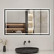 AICA SANITAIRE - Miroir de Salle de Bain LED Intelligent 160x80 cm - Anti-Buée, Bluetooth, Horloge, Variateur de Lumière 3C - vignette