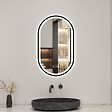 AICA SANITAIRE - Miroir Lumineux Ovale 60x100 cm - Miroir Salle de Bain Intelligent avec Anti-Buée, Horloge et Dimmable - vignette