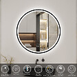 AICA SANITAIRE - Miroir Salle de Bain rond LED 90x90 cm - Anti-Buée, Bluetooth, Horloge, Installation Murale Facile - vignette