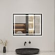 AICA SANITAIRE - Miroir de Salle de Bain LED Intelligent 80x60 cm - Anti-Buée, Bluetooth, Horloge, Variateur de Lumière 3C - vignette