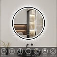AICA SANITAIRE - Miroir Salle de Bain rond LED 100x100 cm - Anti-Buée, Bluetooth, Horloge, Installation Murale Facile - vignette
