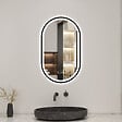 AICA SANITAIRE - Miroir Lumineux Ovale 50x90 cm - Miroir Salle de Bain Intelligent avec Anti-Buée, Horloge et Dimmable - vignette