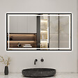AICA SANITAIRE - Miroir de Salle de Bain LED Intelligent 140x80 cm - Anti-Buée, Bluetooth, Horloge, Variateur de Lumière 3C - vignette
