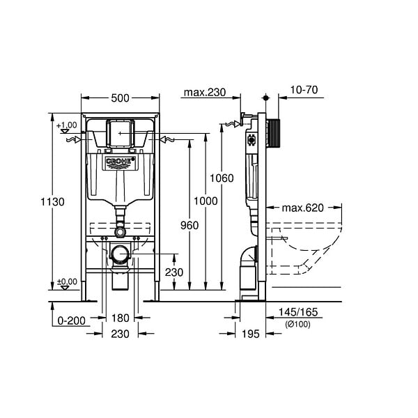 GROHE - Bati support Solido plaque blanche + habillage I-Board - large