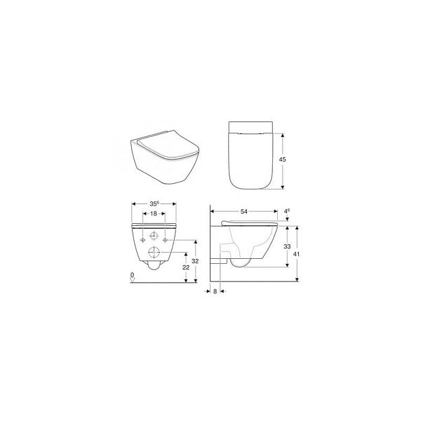 GEBERIT - Geberit Smyle Square WC suspendu Rimfree avec fixations invisibles, caréné, avec abattant softclose slim (500.683.00.2) - large