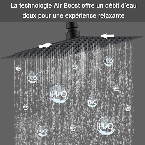 AICA SANITAIRE - Colonne de douche thermostatique noir-Chrome-Laiton&Inox - large