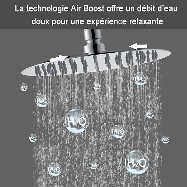 AICA SANITAIRE - Colonne de douche thermostatique-Chrome-Laiton&Inox - large
