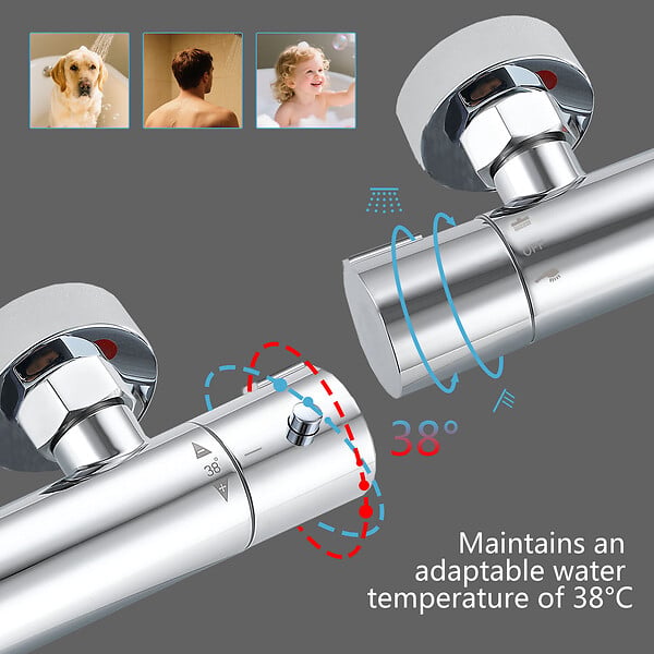 AICA SANITAIRE - Colonne de douche thermostatique-Chrome-Laiton&Inox - large