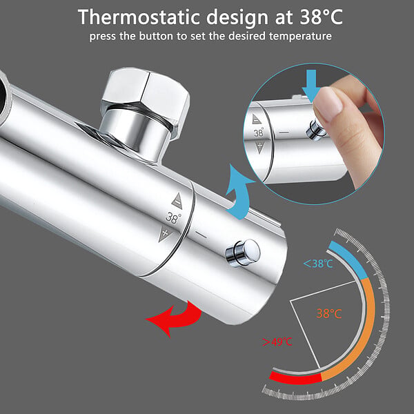 AICA SANITAIRE - Colonne de douche thermostatique-Chrome-Laiton&Inox - large