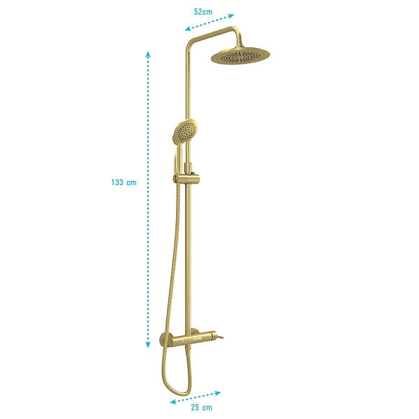AURLANE - Colonne de douche Mécanique finition Or Doré Brossé - 133x26x52 cm - MOLLY GOLD - large