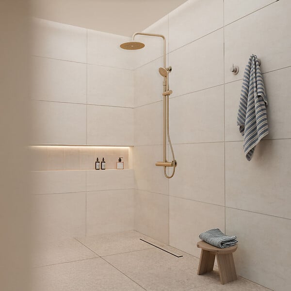 AURLANE - Colonne de douche Mécanique finition Or Doré Brossé - 133x26x52 cm - MOLLY GOLD - large