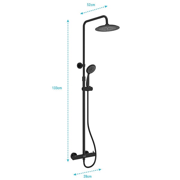 AURLANE - Colonne de douche Thermostatique finition Noire Mate - 133x28x52 cm - MOLLY BLACK - large