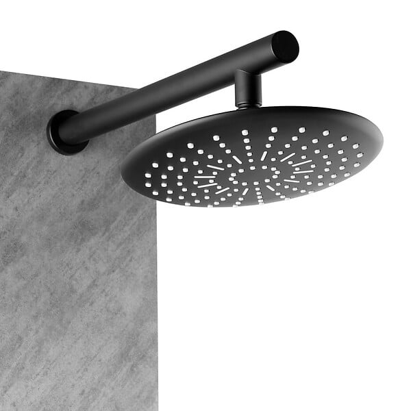 SWISS AQUA TECHNOLOGIES - Swiss Aqua Technologies Colonne de douche hydromassage décor aspect pierre, Douchette à main, 2 buses, tête de douche ronde, Noir - large